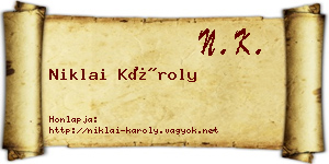 Niklai Károly névjegykártya